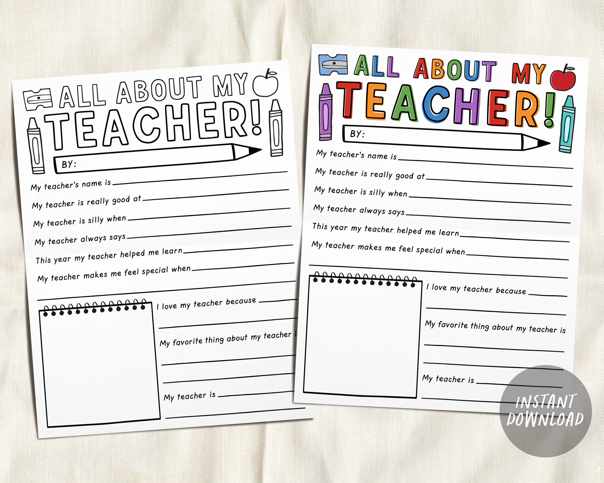 Teacher appreciation week printable teacher coloring page survey elem â puff paper co