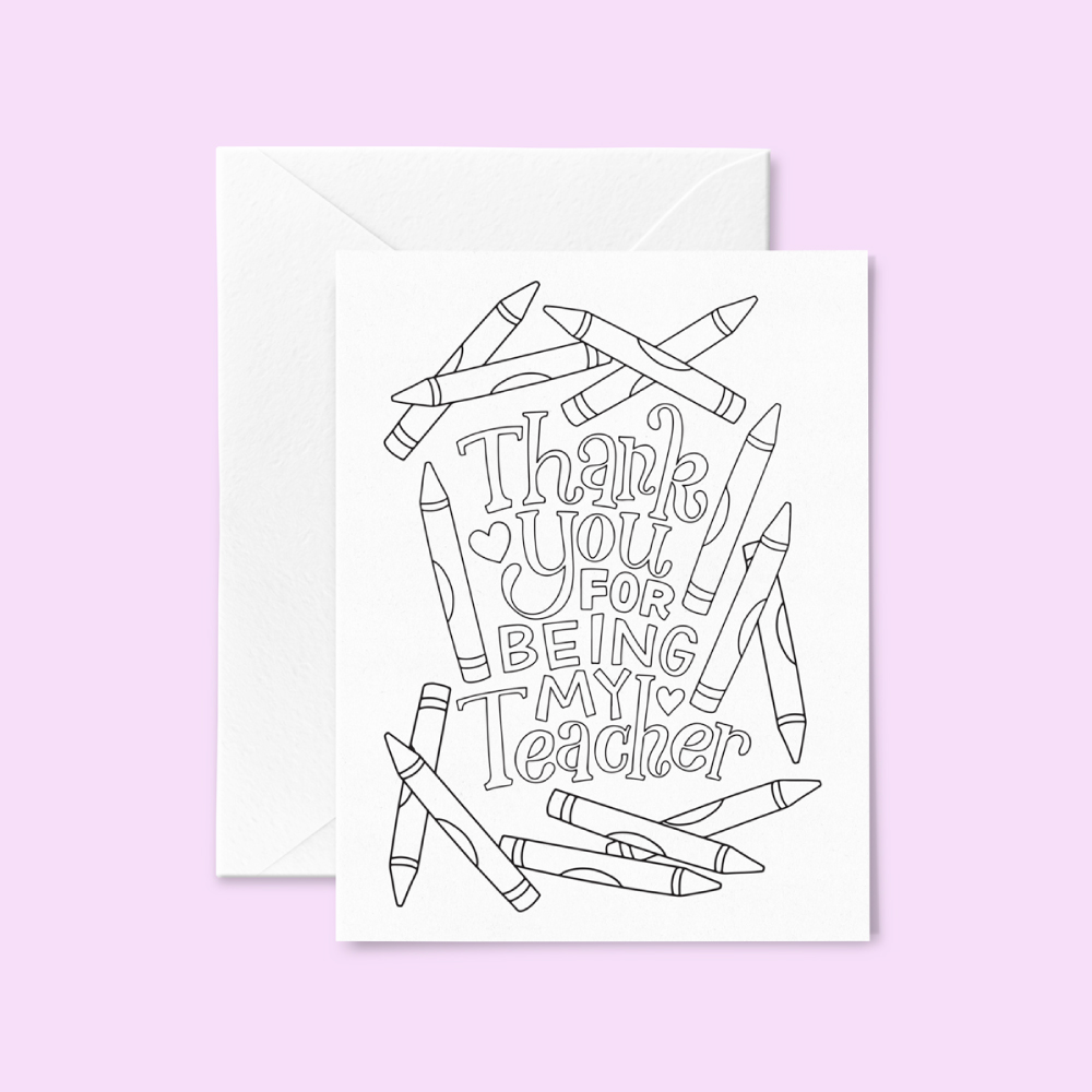 Thank you for being my teacher printable coloring card â jacy corral hyssop design