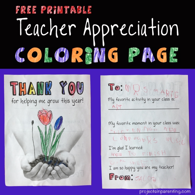 Teacher appreciation coloring page projects in parenting