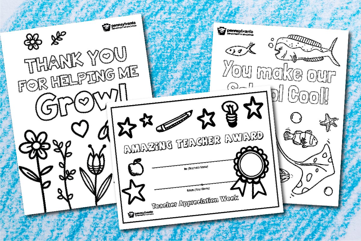 Pa department of education on x teacherappreciationweek is here how can you help celebrate ïâ download a blank version of our coloring sheets âµï via httpstconmueywbm ïâ color it in add stickers