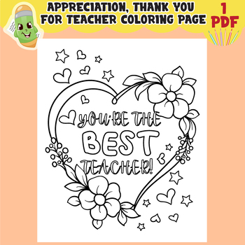 Printable teacher appreciation coloring pages appreciation thank you coloring