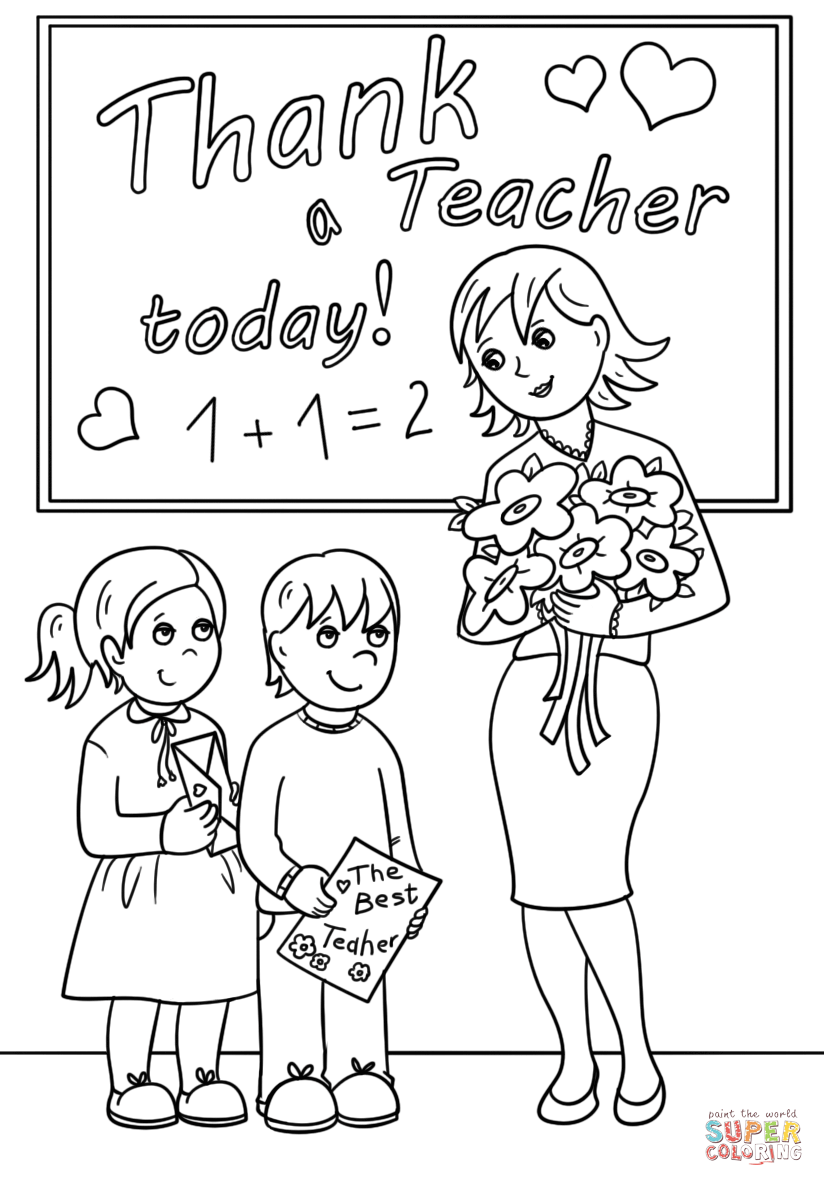 Thank a teacher today coloring page free printable coloring pages