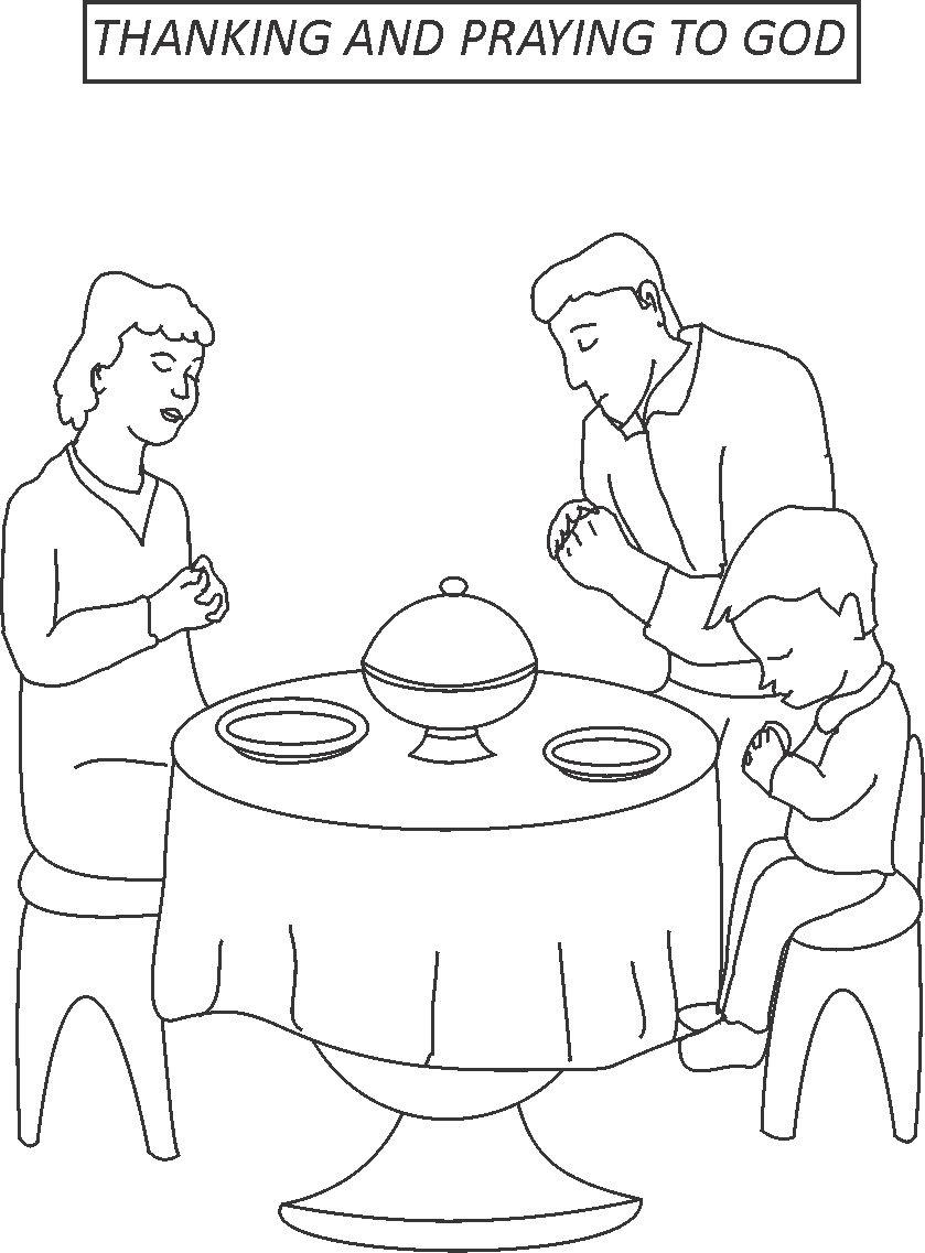 Thanking and praying to god coloring page