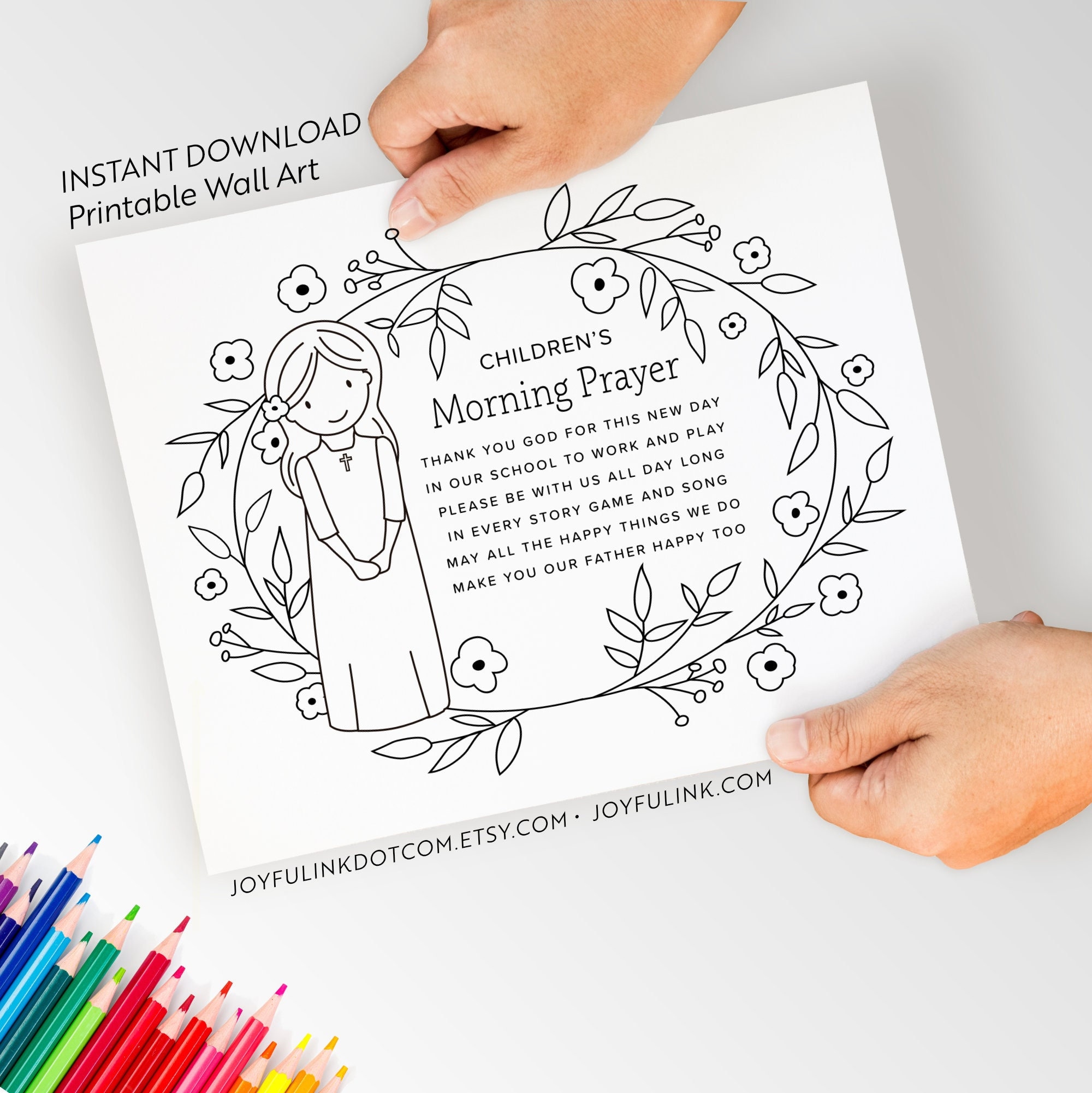 Coloring pages for girls printables christian catholic kids morning prayer gifts for back to school daughter granddaughter godchild