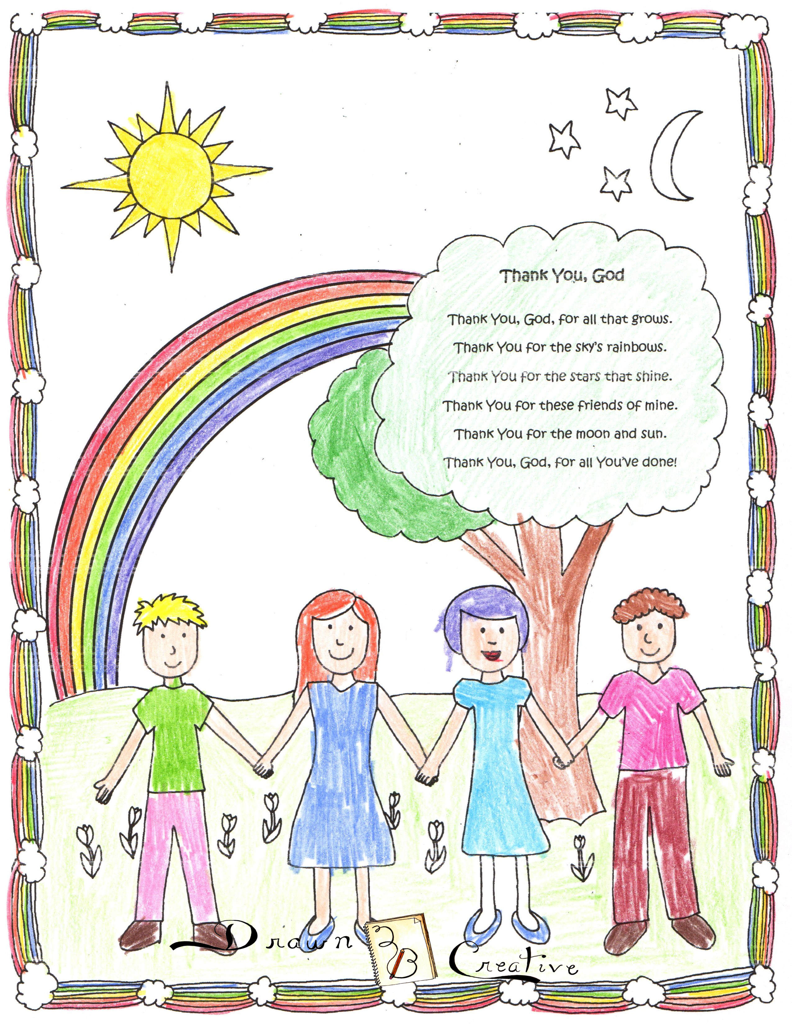 Thank you god prayer coloring page