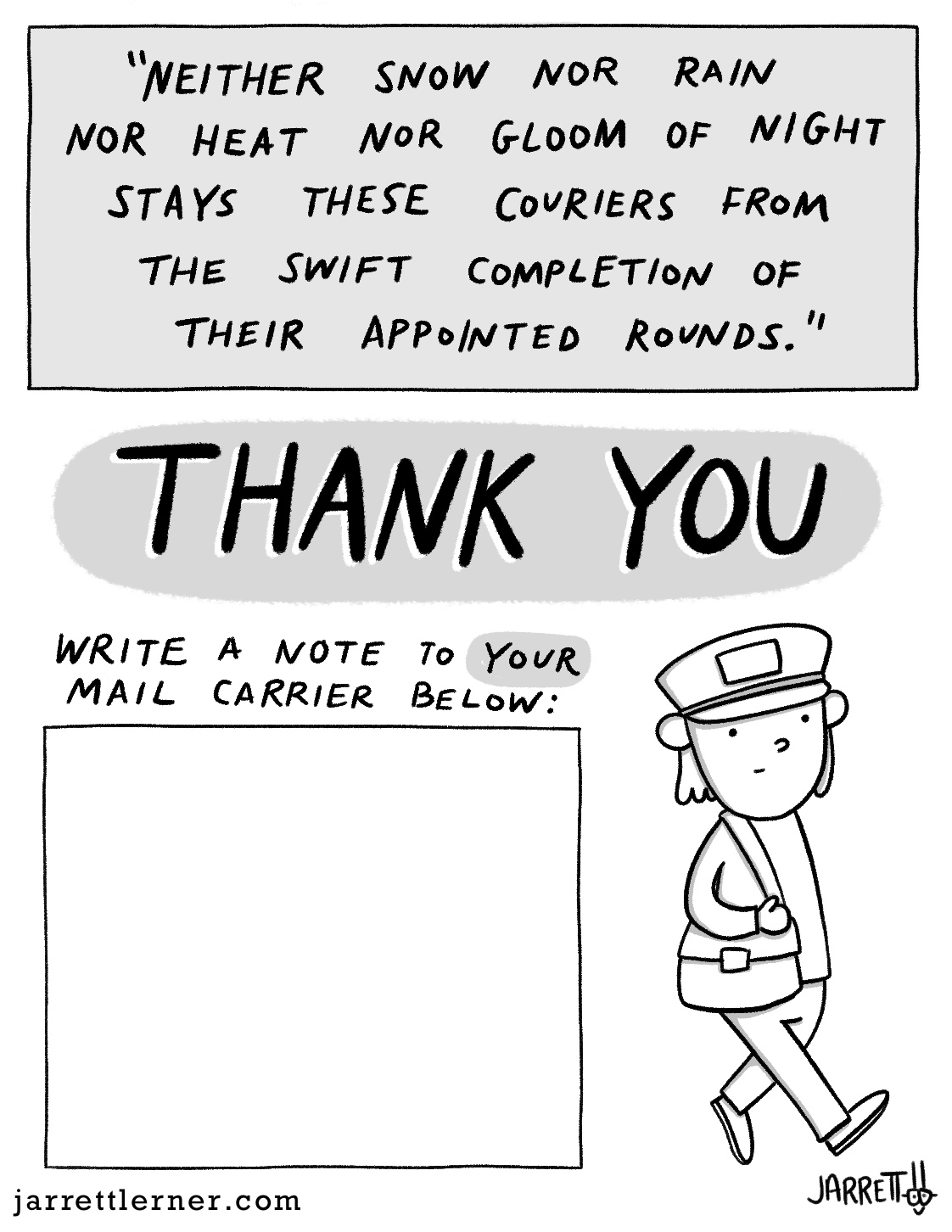 Thank your mail carrier â jarrett lerner