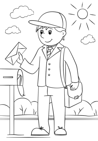 Mail carrier coloring page free printable coloring pages