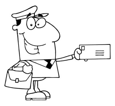 A postal carrier holds a envelope coloring page free printable coloring pages