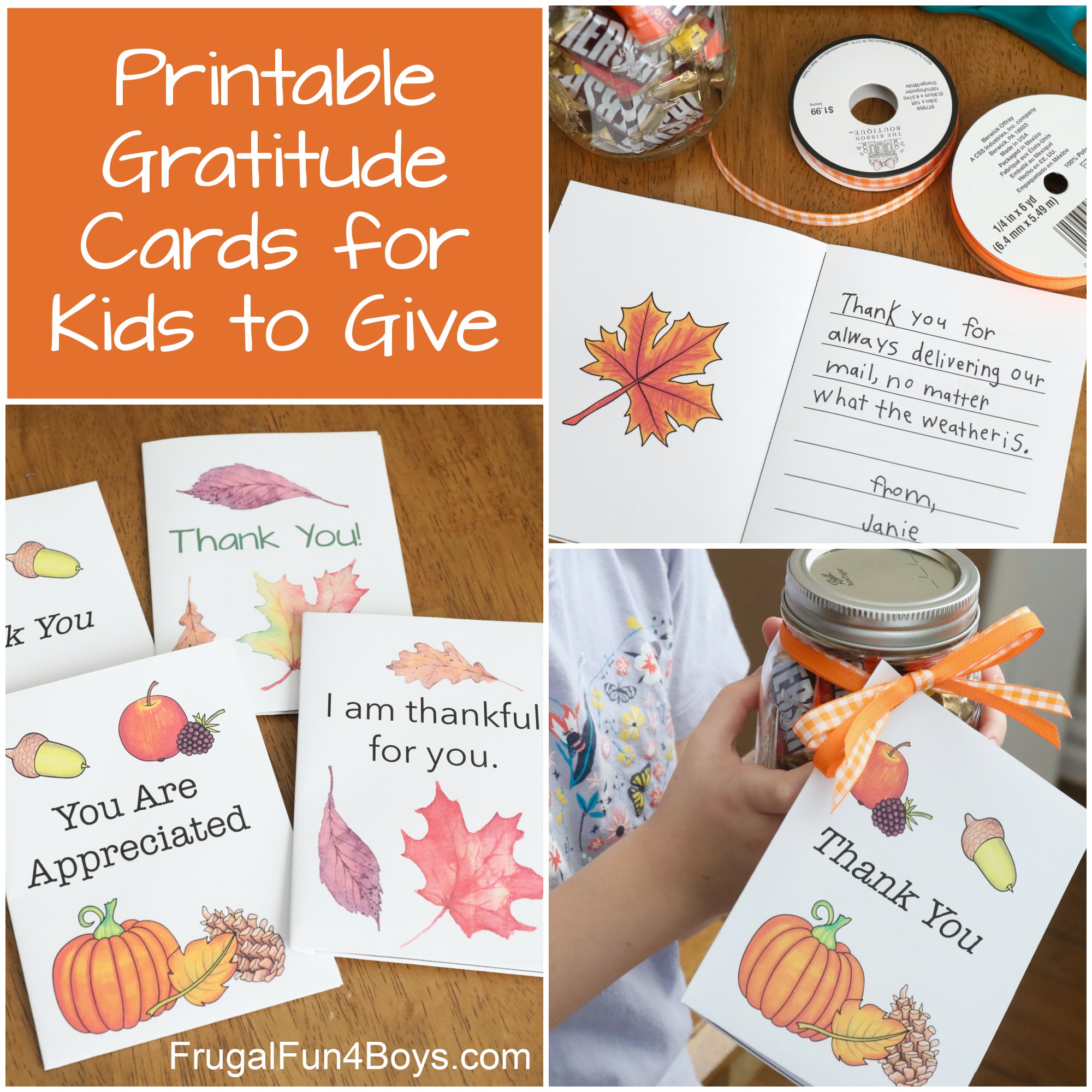 Printable gratitude cards kids thanksgiving activity