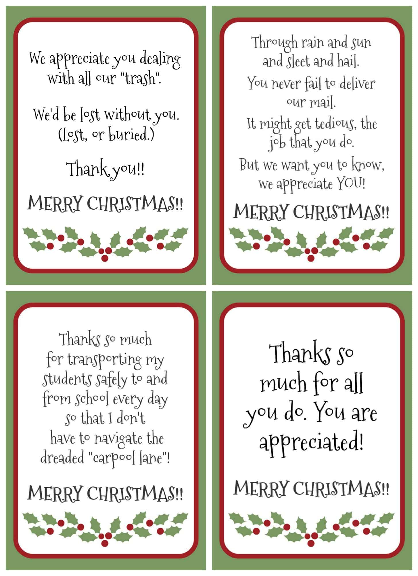 Free printable gratitude christmas tags