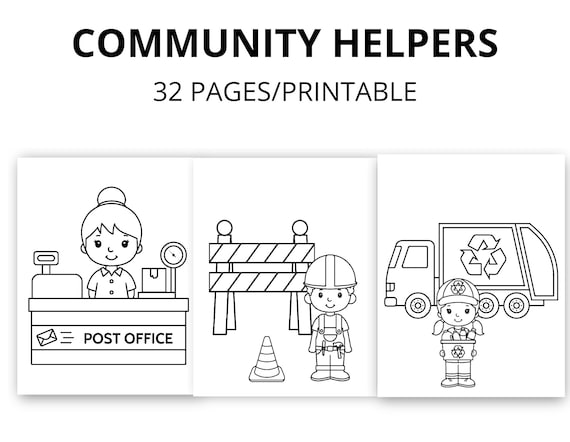 Munity helpers coloring pages printable instant download