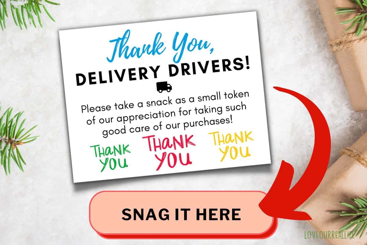 Thank you delivery drivers free printable sign â love our real life