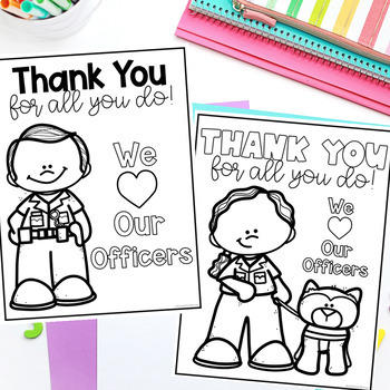 Editable law enforcement appreciation coloring pages police officer thank you