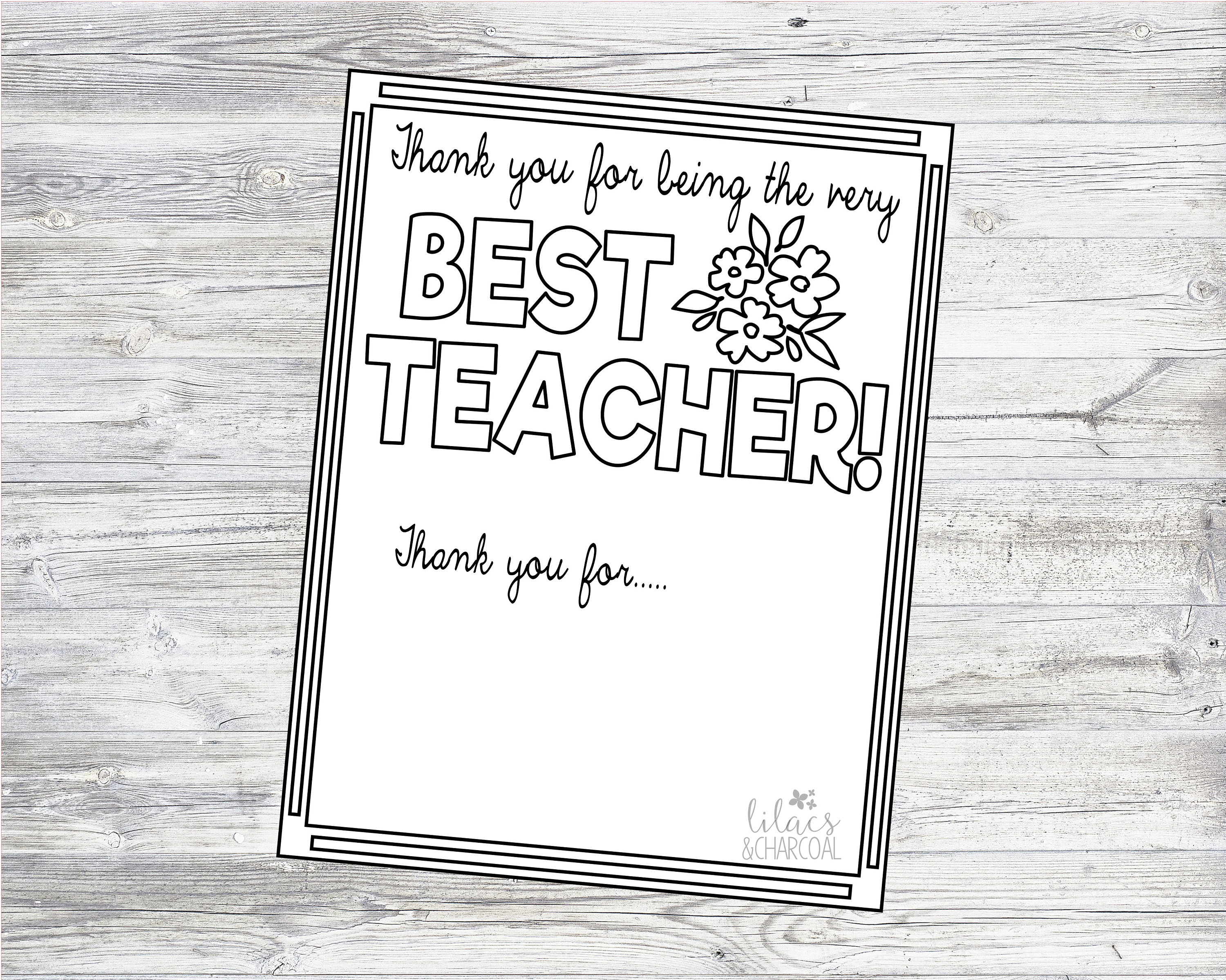 Printable teacher appreciation coloring page instant digital download files thanks for being the very best teacher