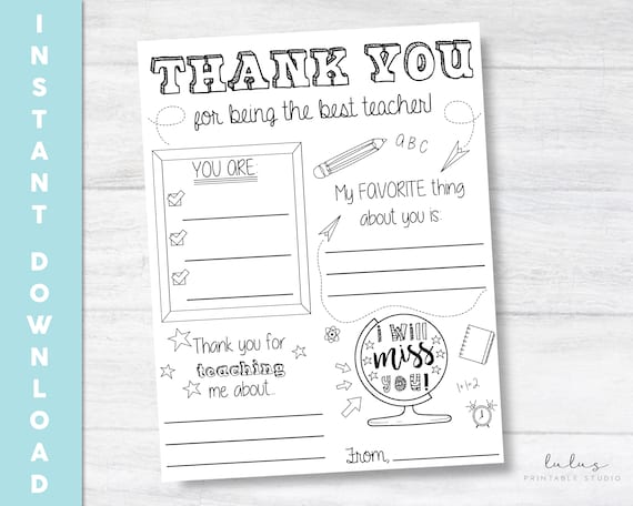 Teacher appreciation letter thank you teacher coloring page thank you letter coloring page digital download printable