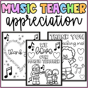 Music teacher appreciation thank you coloring pages writing cards