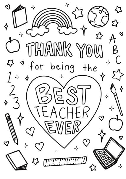 Teacher thank you card to colour in