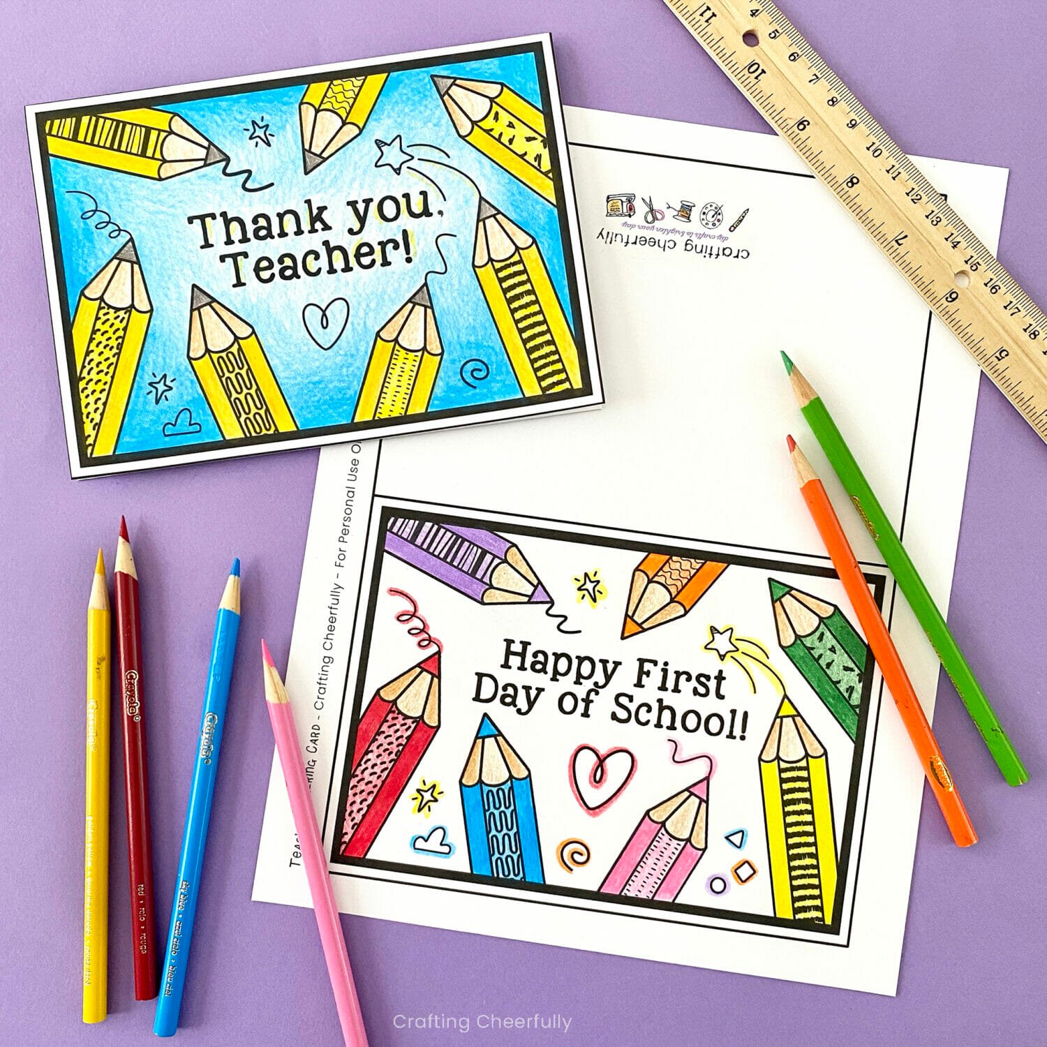 Printable teacher coloring cards