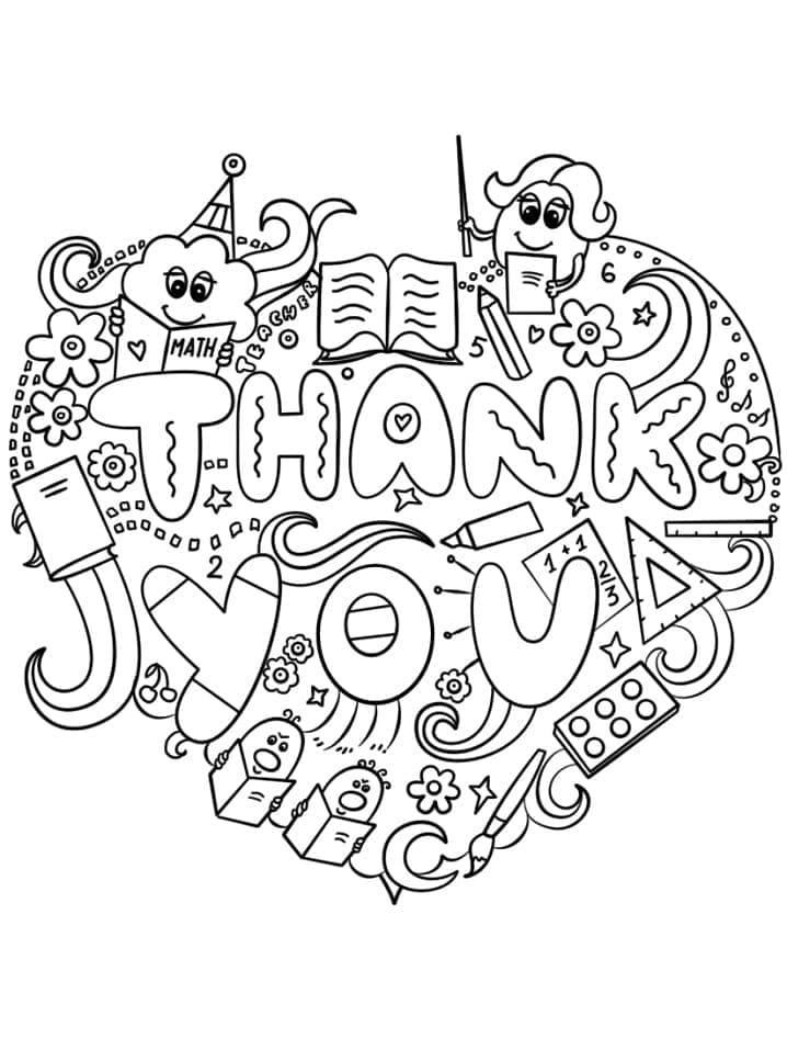 Thank you teacher image coloring page