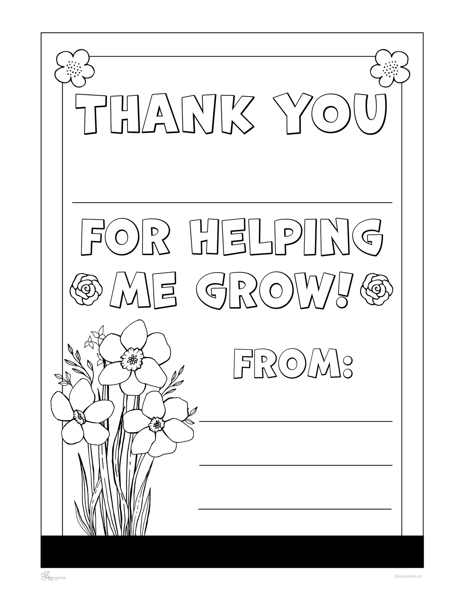 Thank you teacher for helping me grow x single colouring sheet â