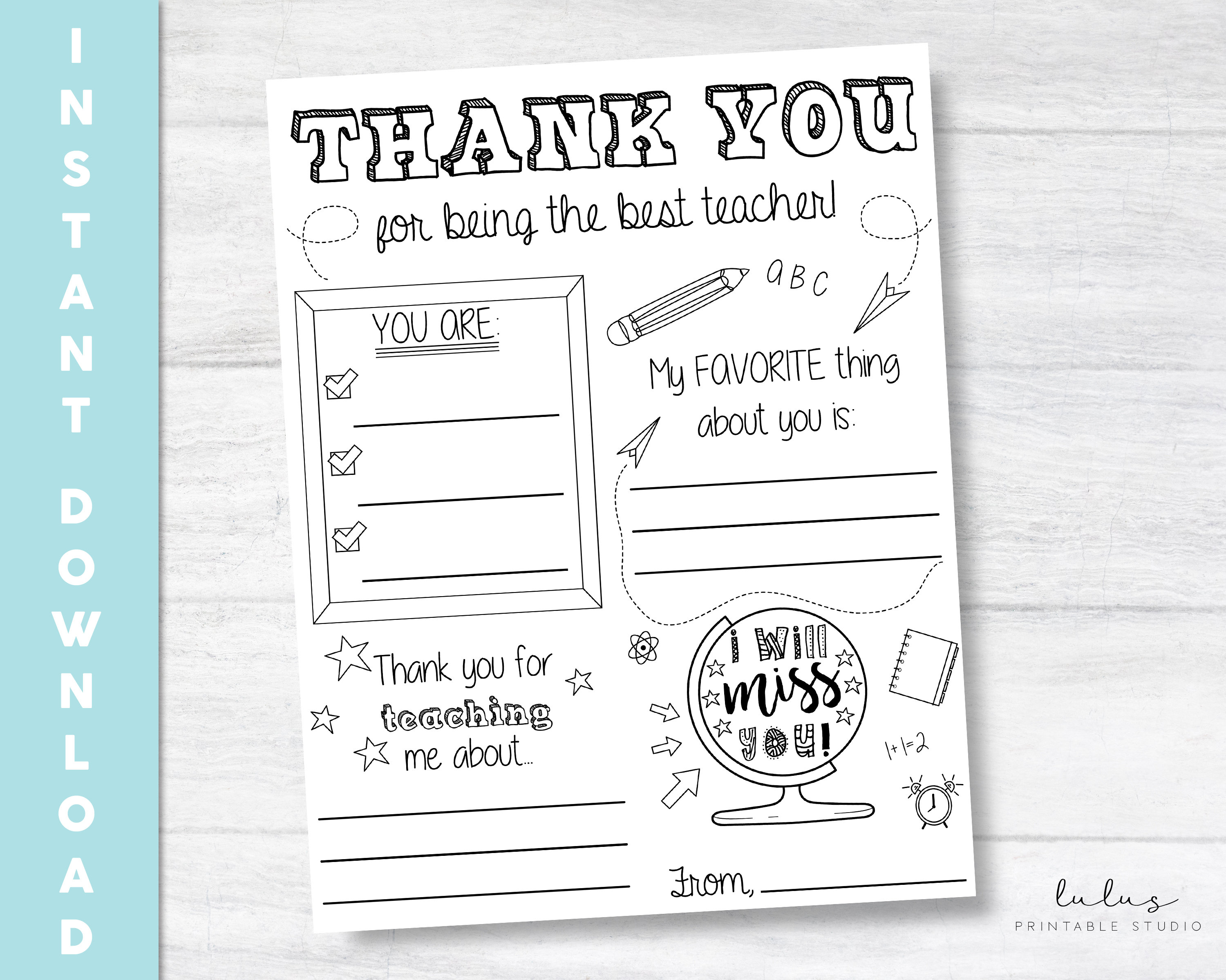 Teacher appreciation letter thank you teacher coloring page thank you letter coloring page digital download printable