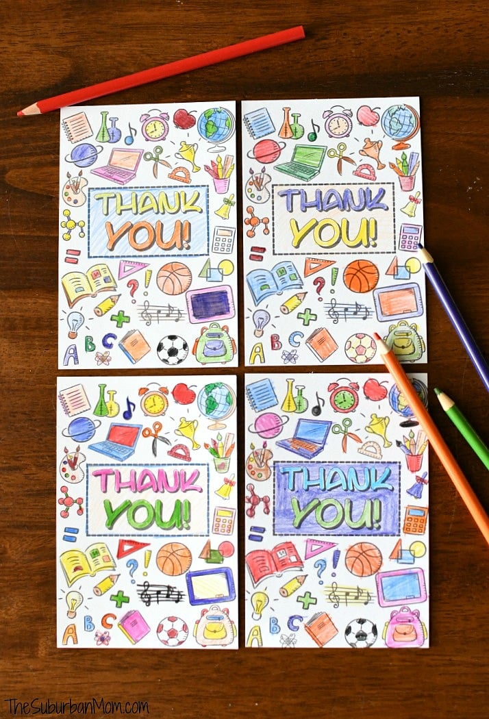 Teacher appreciation coloring page thank you card