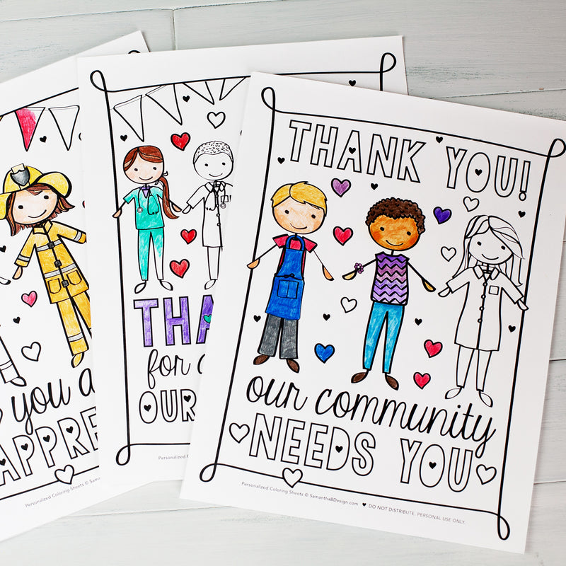 Munity helper first responders thank you coloring sheets pdf do â samantha b design