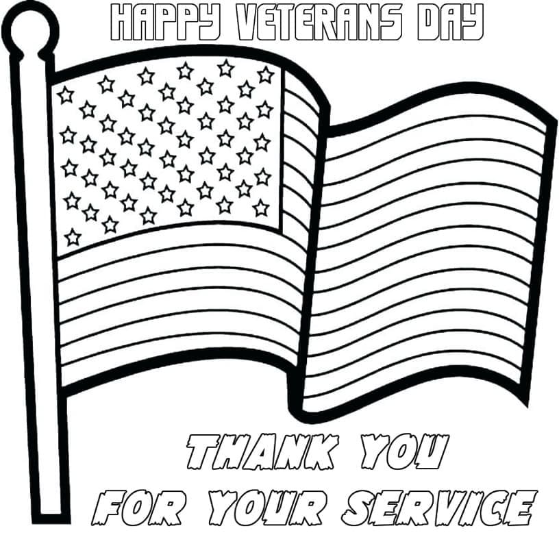 Thank you for your service coloring page