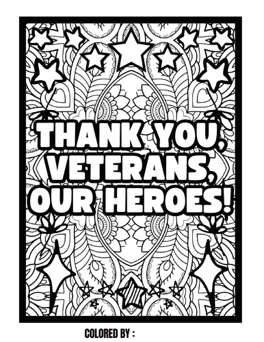 Thank you coloring page veterans fun affirmation and saying for kids teaching resources