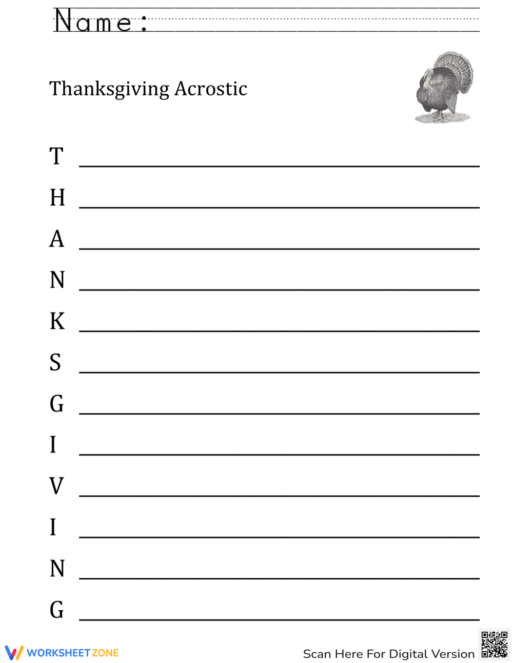 Grade thanksgiving poems for kids worksheets
