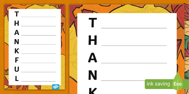 A printable thankful template thanksgiving