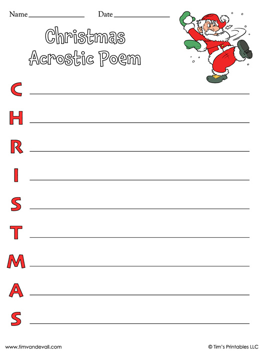 Christmas acrostic poem template â tims printables