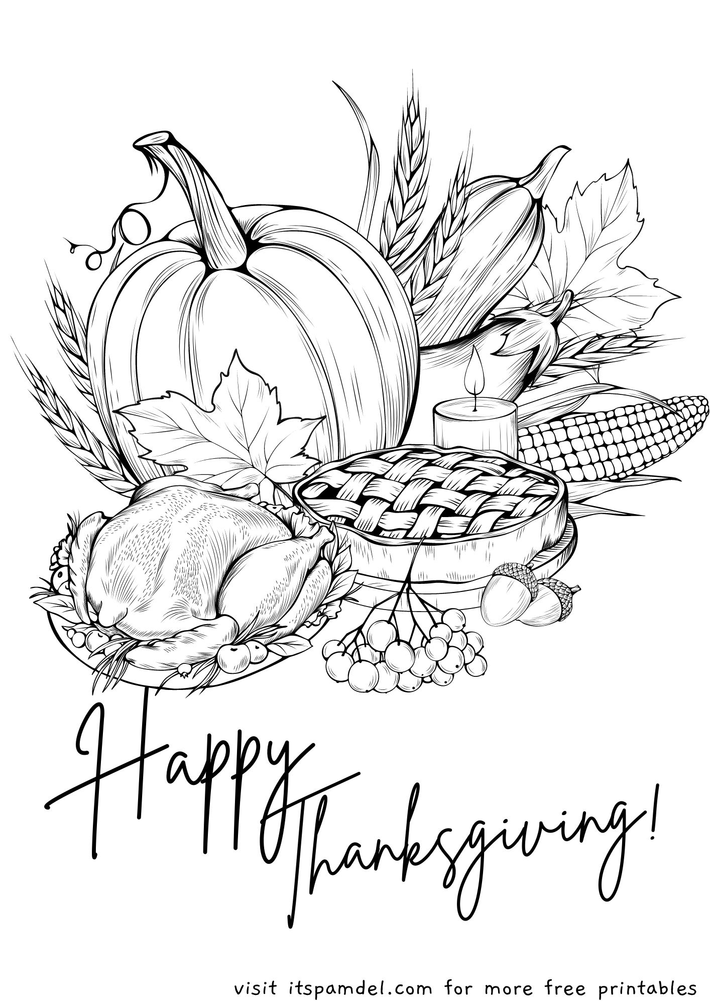 Free printable thanksgiving coloring pages for kids its pam del