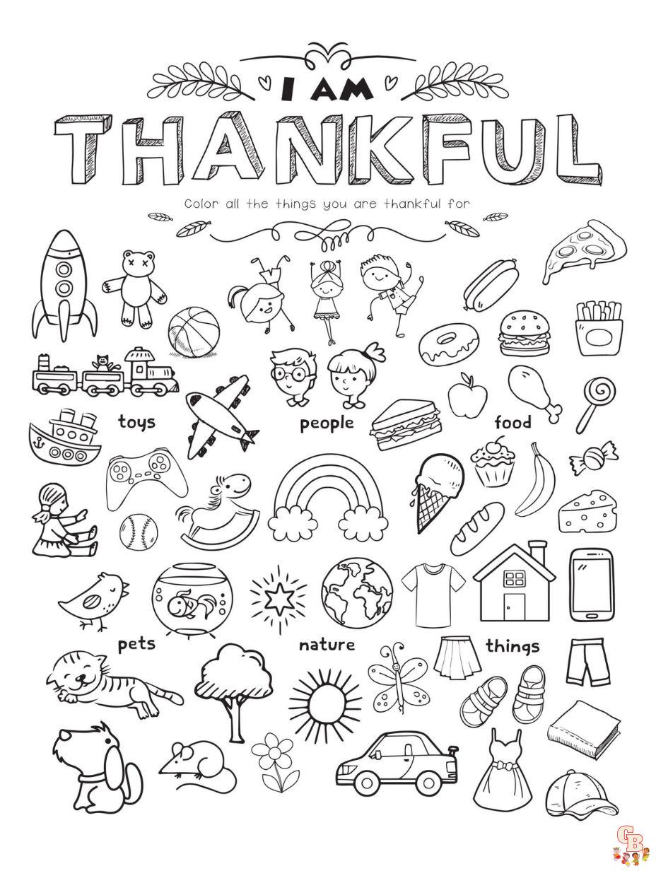 I am thankful for coloring pages free and printable