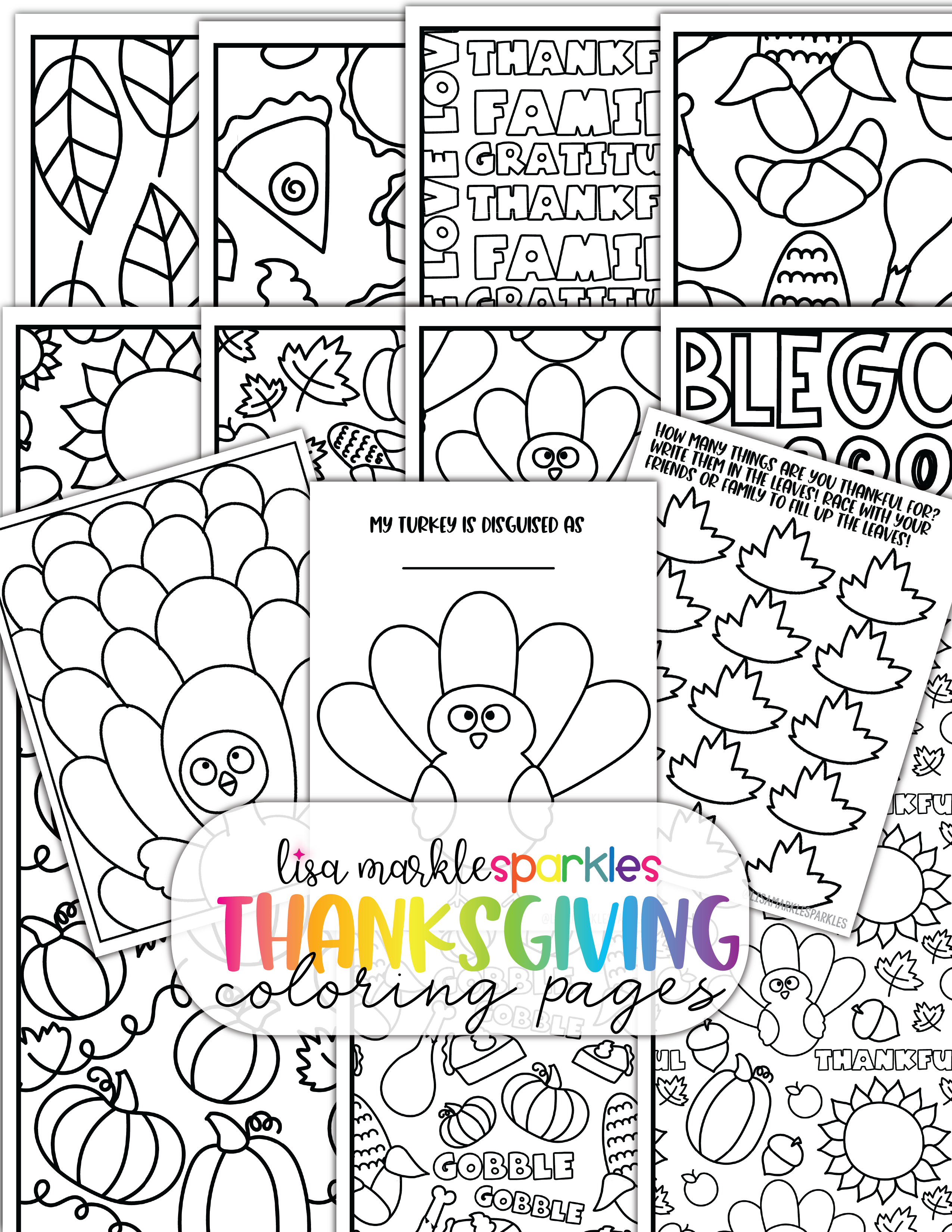 Thanksgiving coloring pages for kids and adults