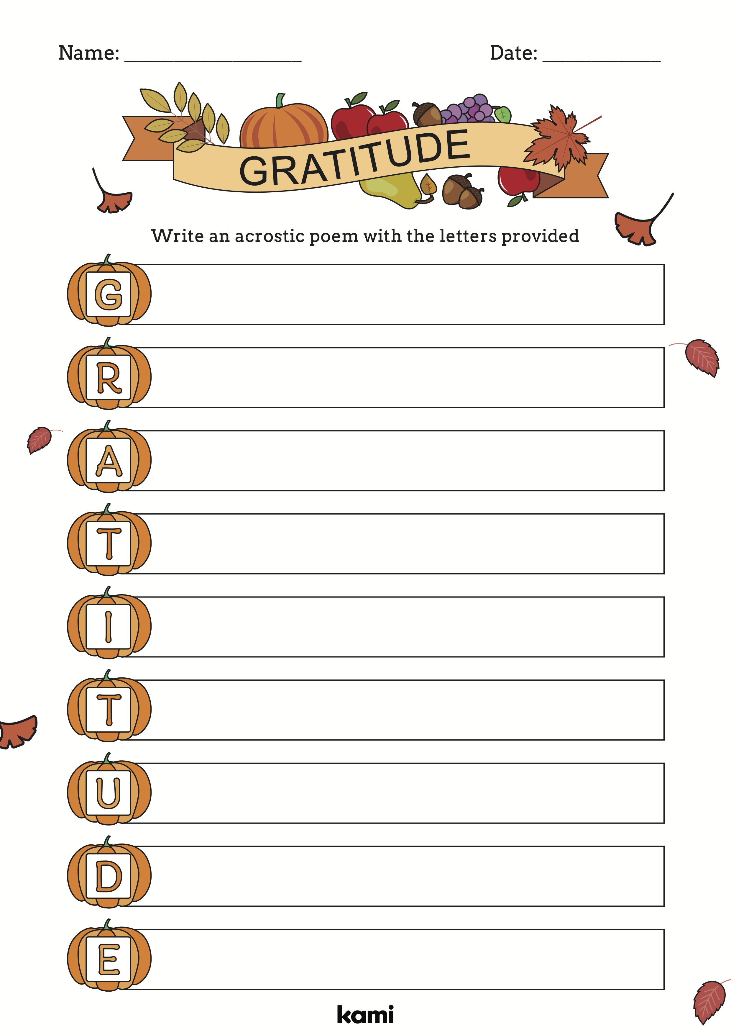 Seasonal gratitude acrostic poem for teachers perfect for grades st nd rd th th other classroom resources kami library