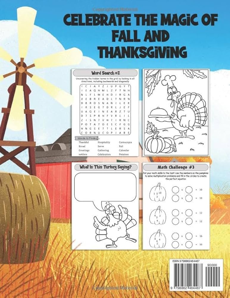 Thanksgiving activity book for kids engaging fall thanksgiving activities and games for girls and boys