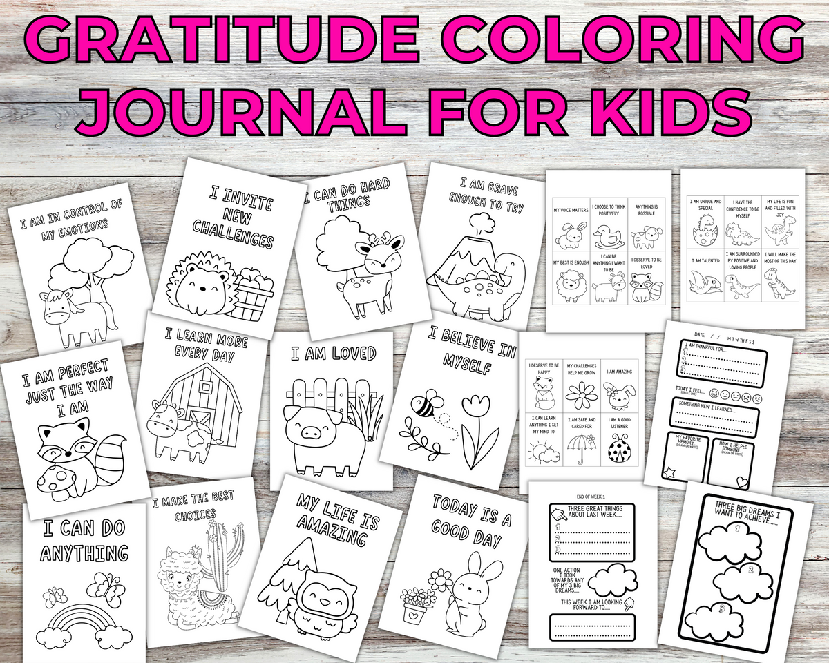 Printable coloring gratitude journal for kids â cassie smallwood