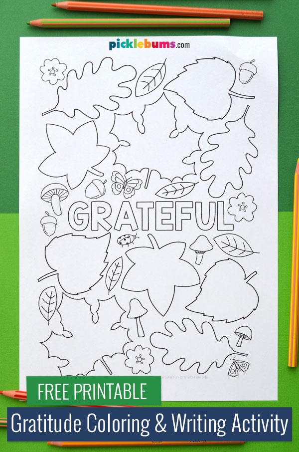 Grateful colouring page free printable