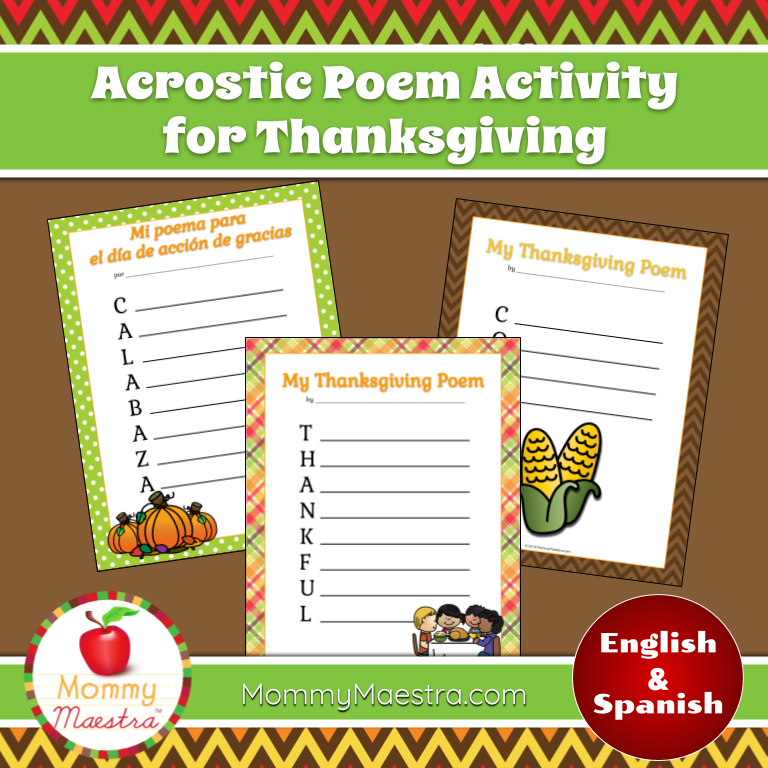 Mommy maestra bilingual thanksgiving printables