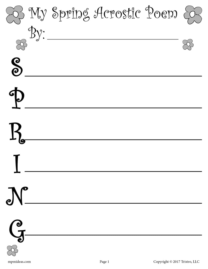 Spring acrostic poem printable â