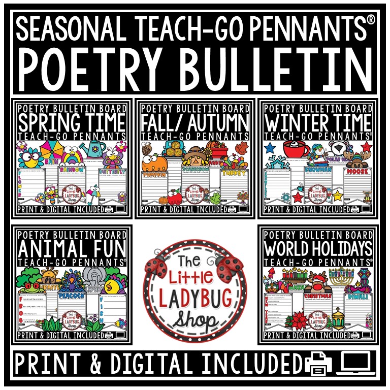 Fall spring winter march april poetry writing bulletin board acrostic poems