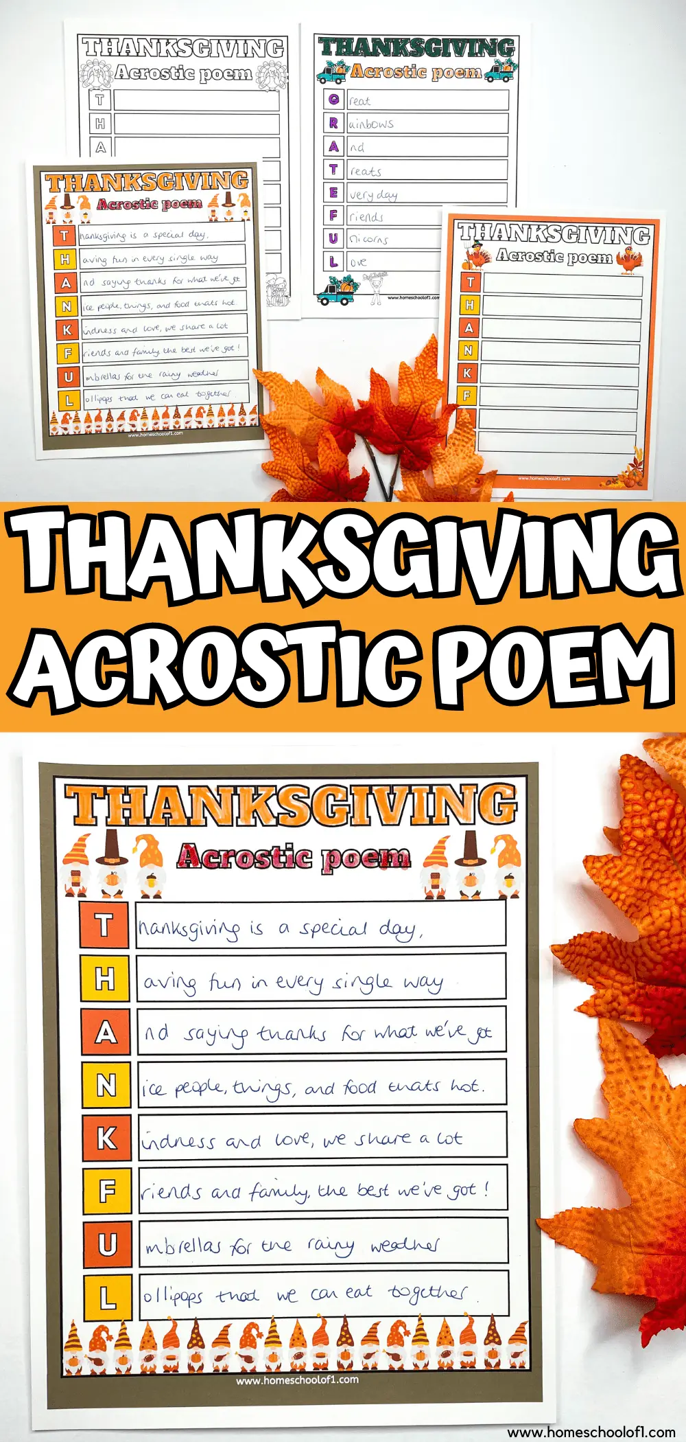 Thanksgiving acrostic poem templates free printables