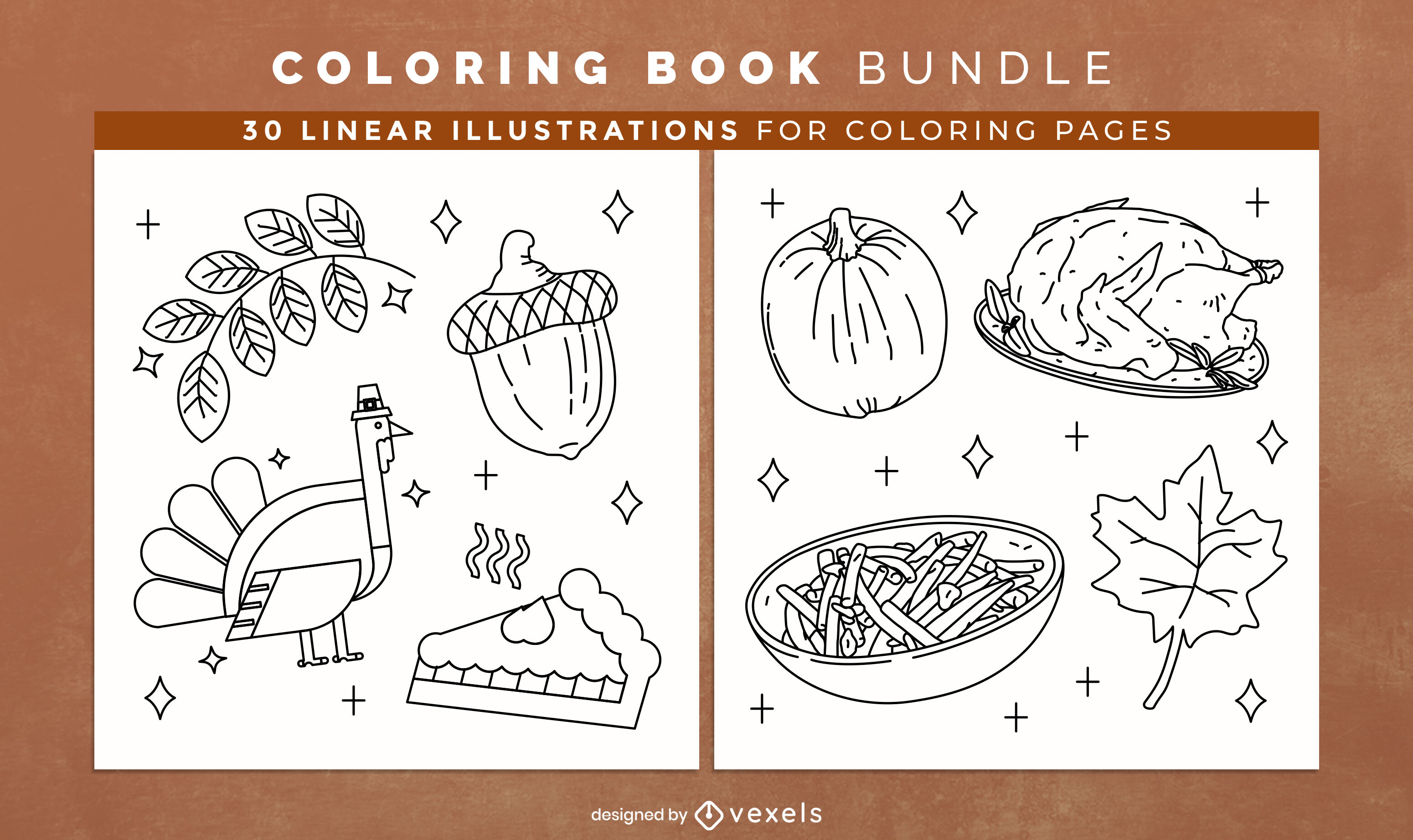 Thanksgiving coloring book design pages vector download