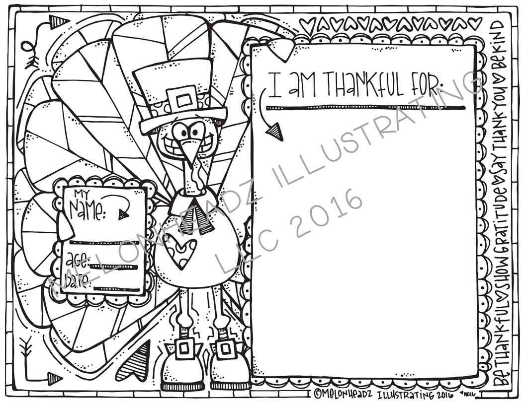 Freebie â thanksgiving coloring page â printable melonheadz illustrating