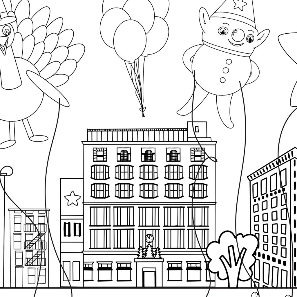 Thanksgiving parade placemat coloring page