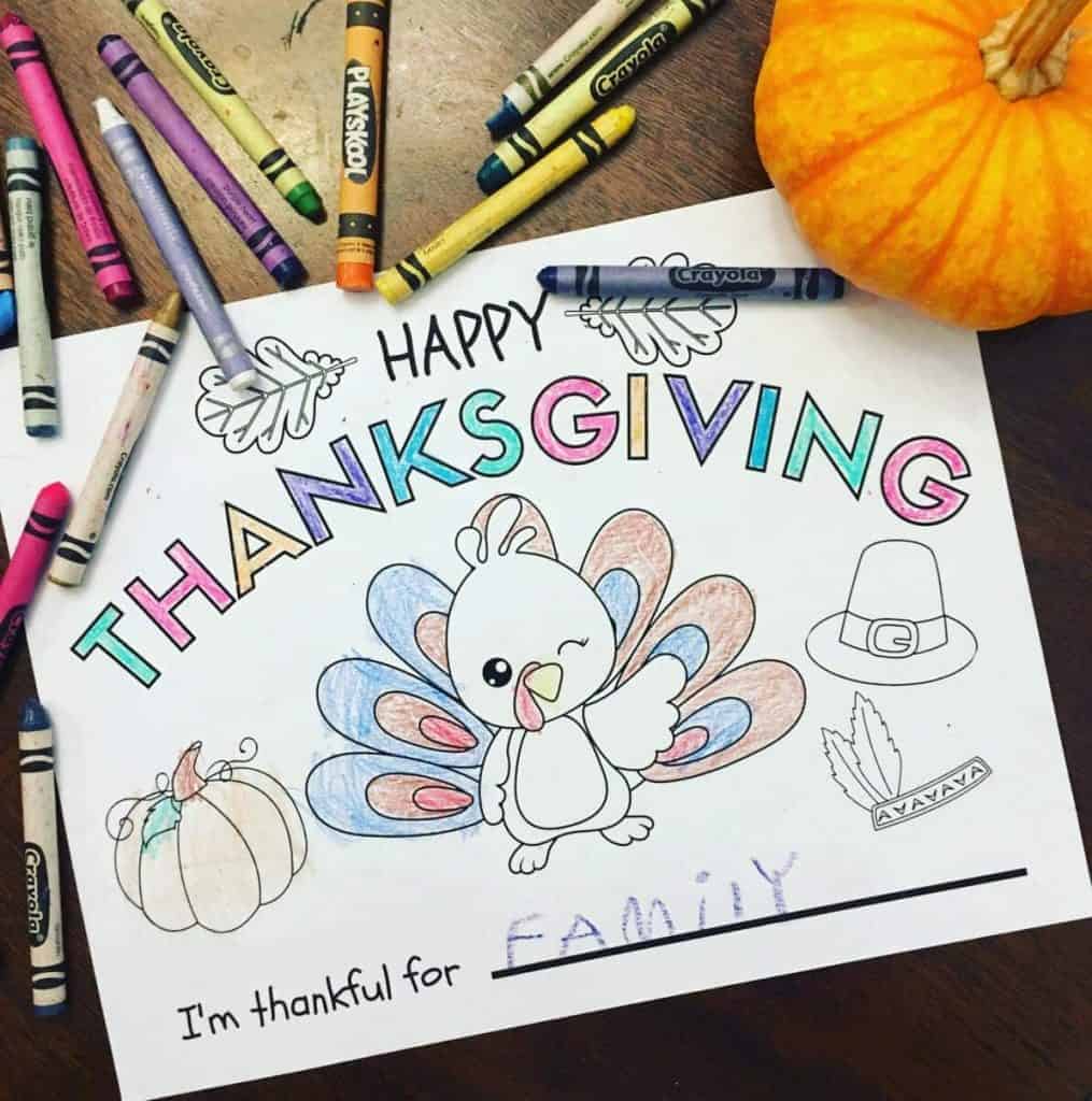 Free thanksgiving printable coloring page