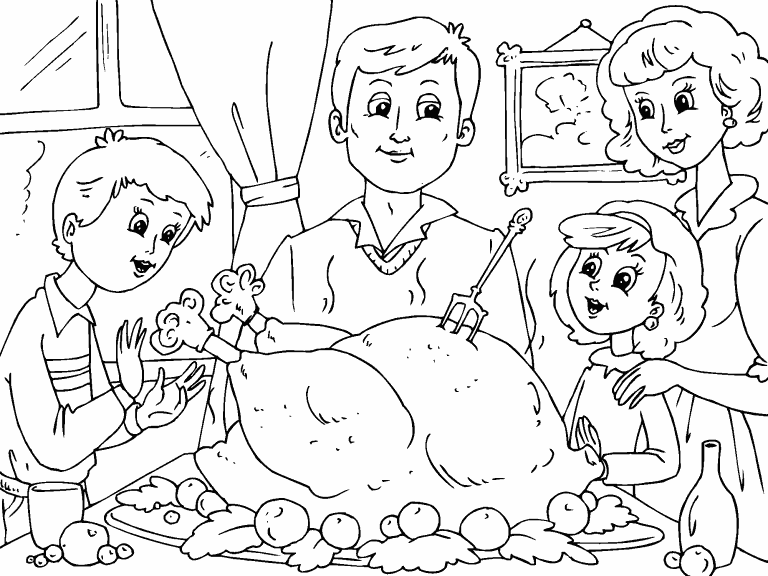 Free coloring page nov family thanksgiving