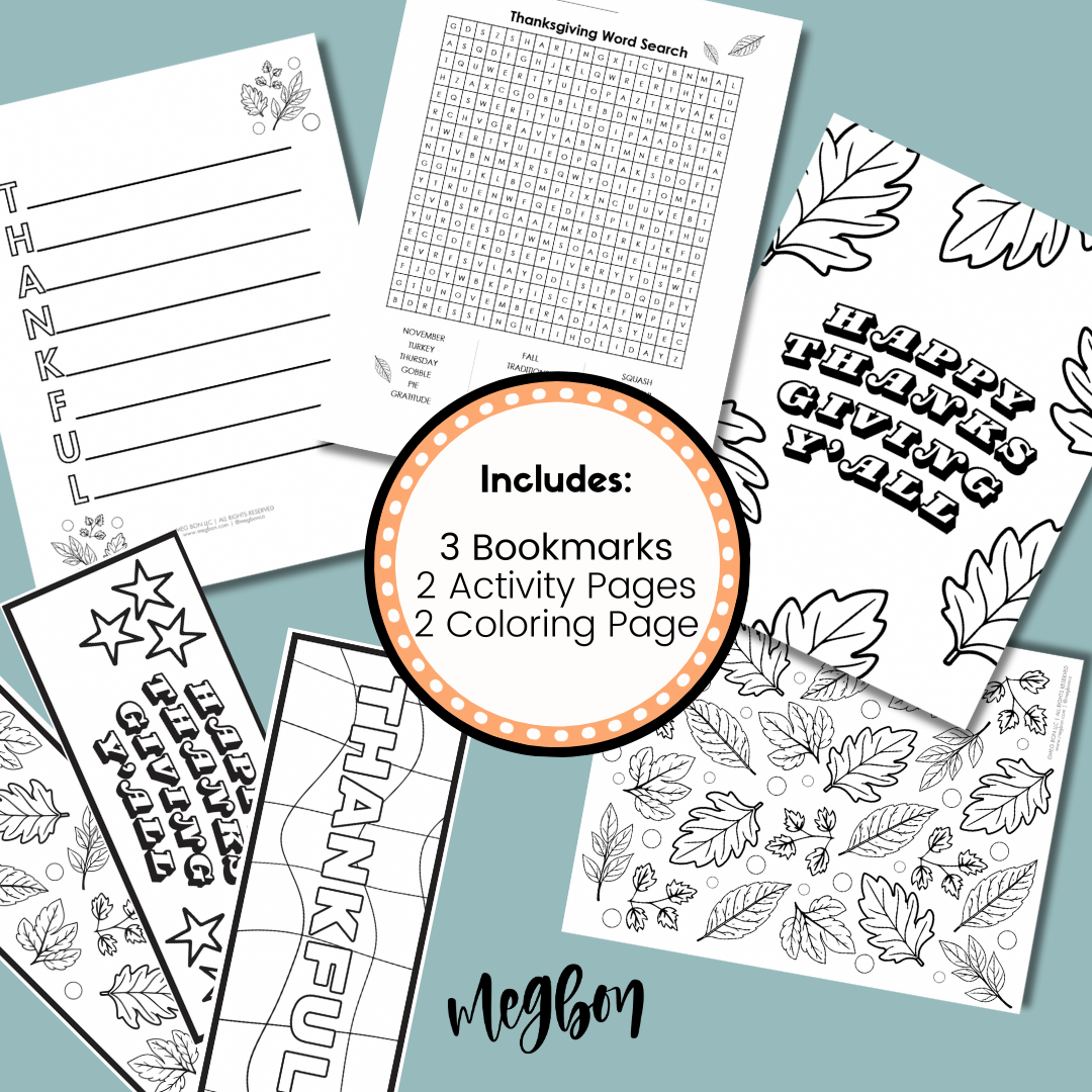 Thanksgiving activity pack printable â meg bon llc