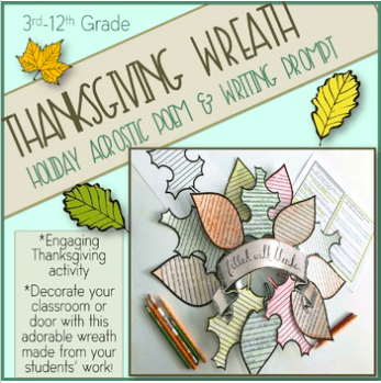 Thanksgiving activity wreath acrostic poem writing prompt